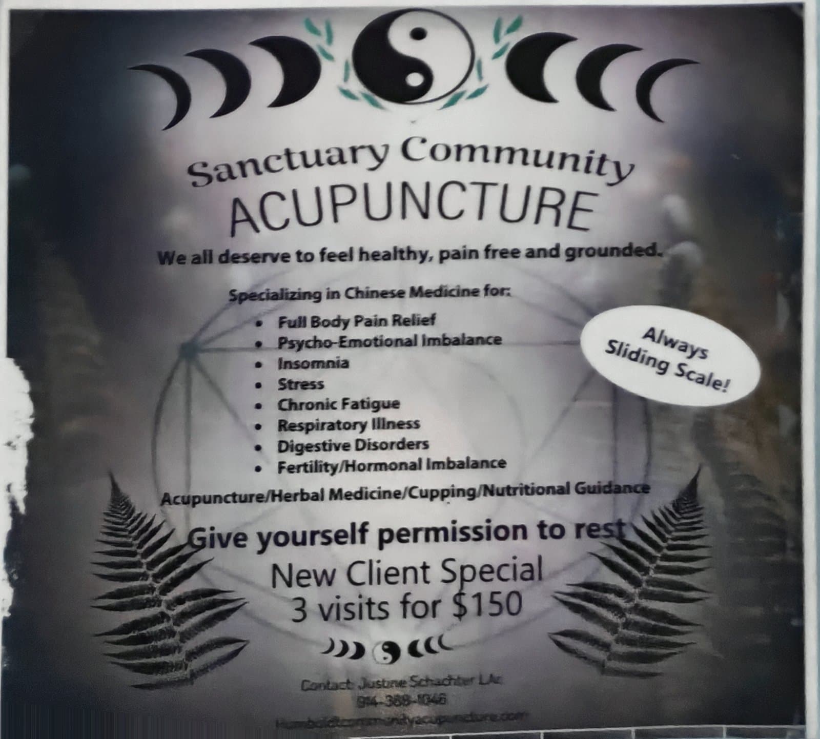 Flyer for Sanctuary Community Acupuncture