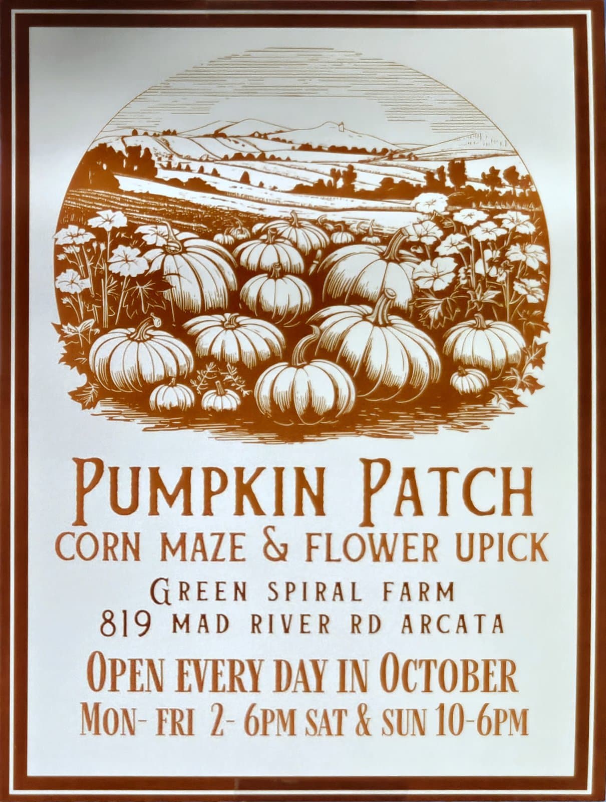 Flyer for Pumpkin Patch, Corn Maze & Flower U-Pick