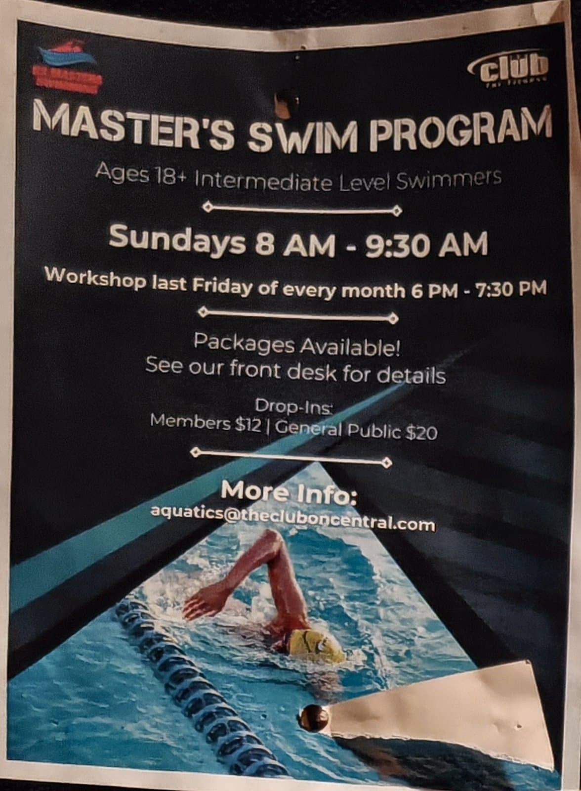 Flyer for Master's Swim Program