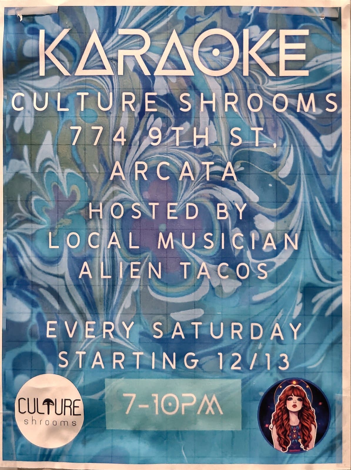 Flyer for Karaoke at Culture Shrooms