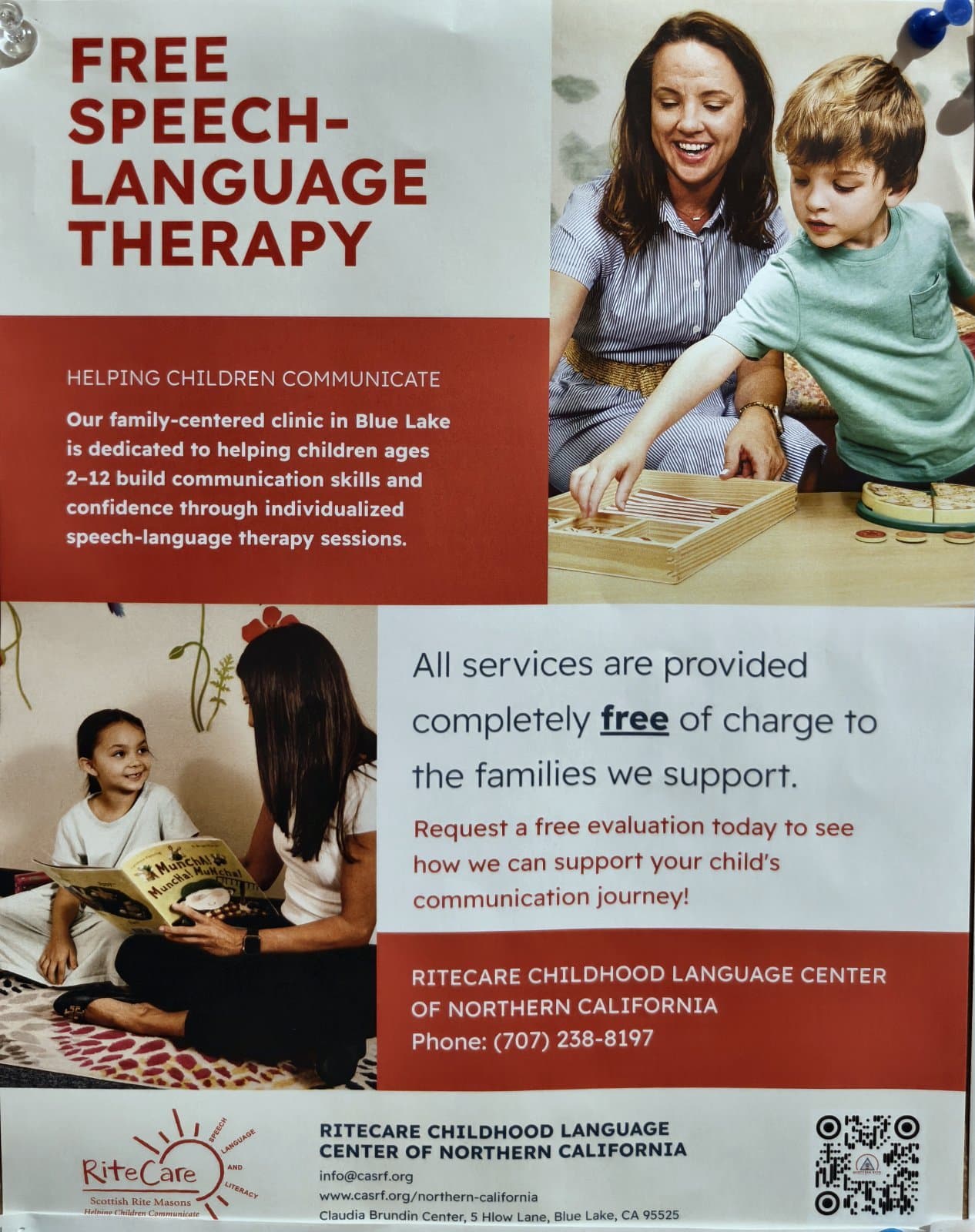 Flyer for Free Speech-Language Therapy