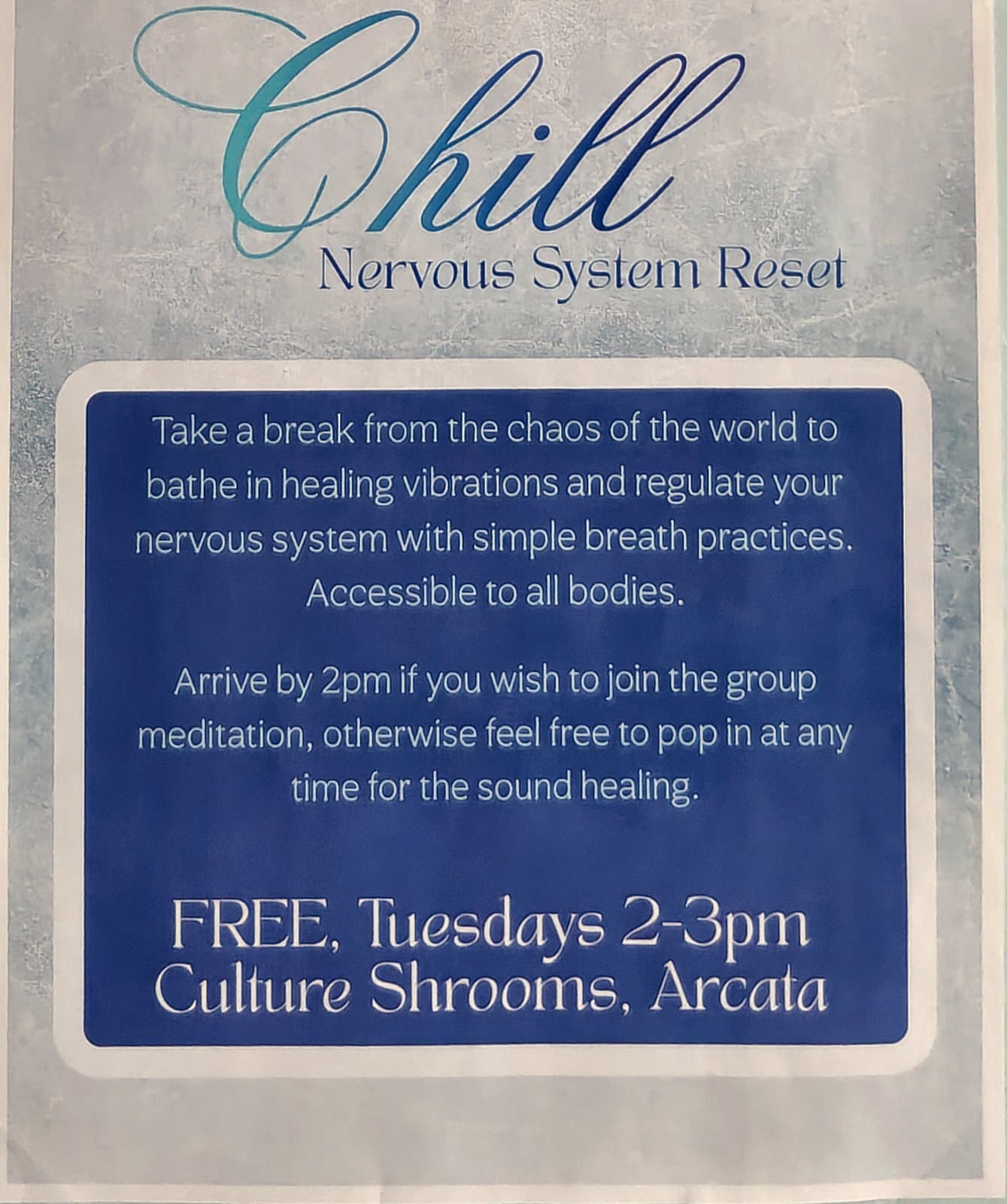 Flyer for Chill: Nervous System Reset