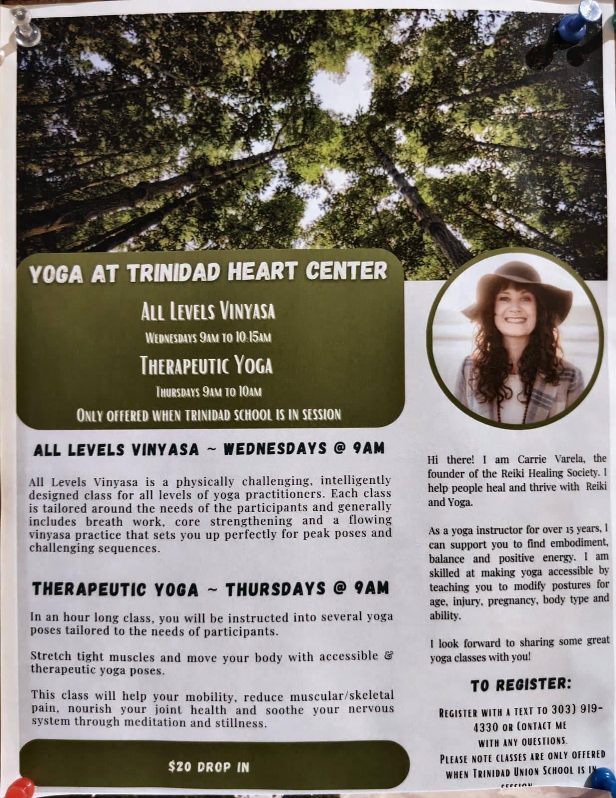 Flyer for Yoga at Trinidad Heart Center