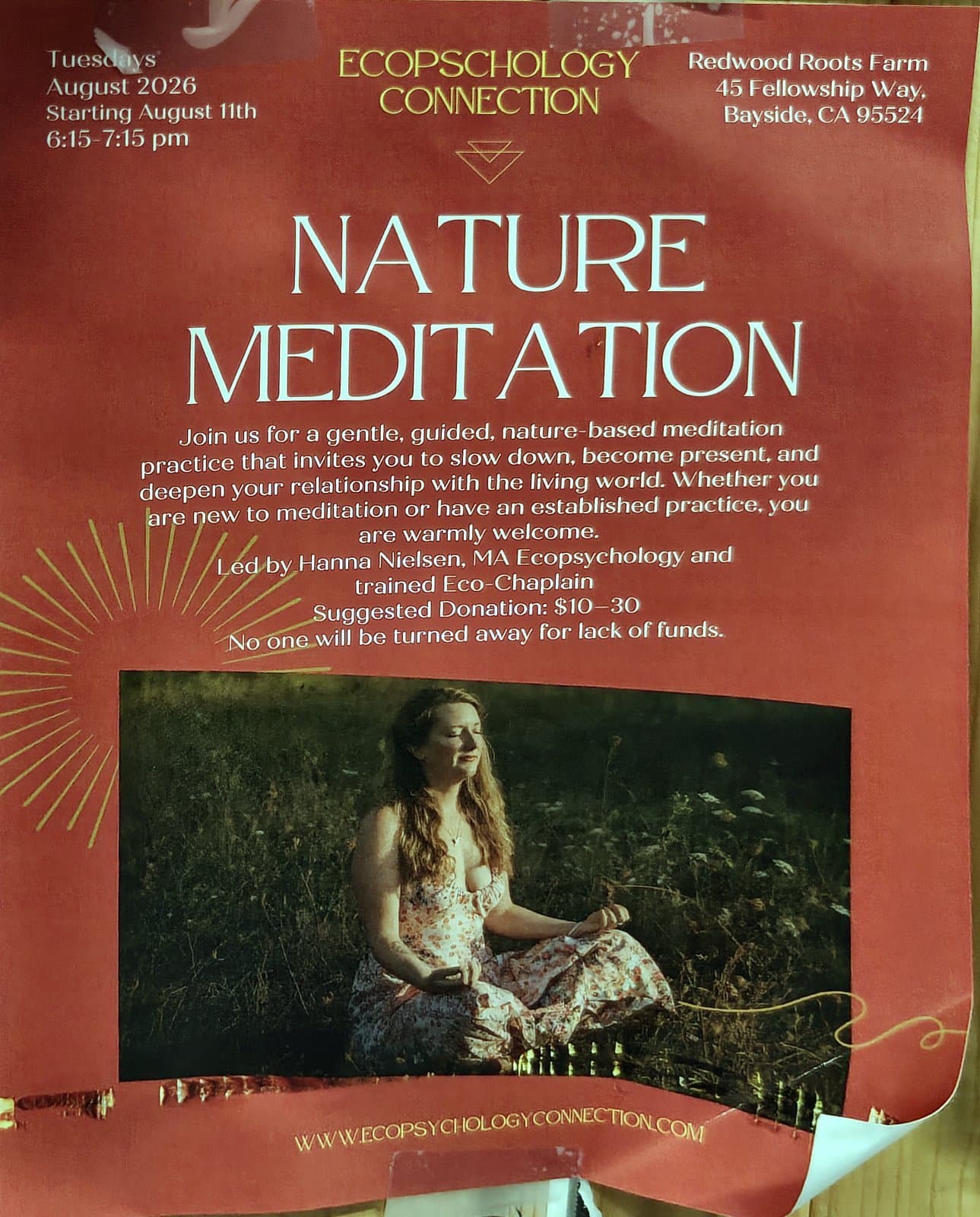 Flyer for Nature Meditation