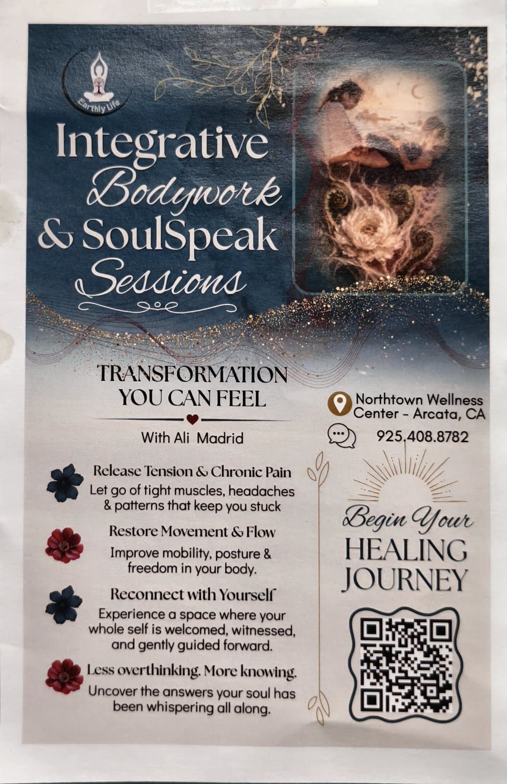 Flyer for Integrative Bodywork & SoulSpeak Sessions