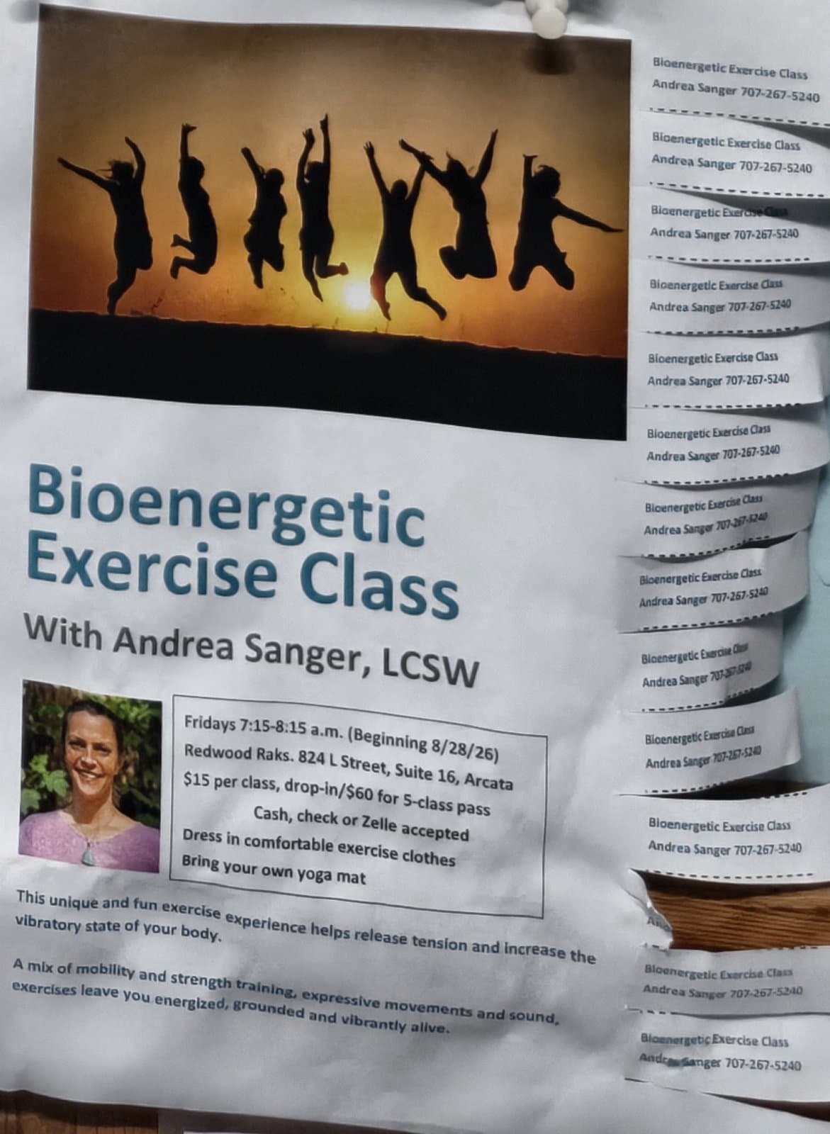 Flyer for Bioenergetic Exercise Class